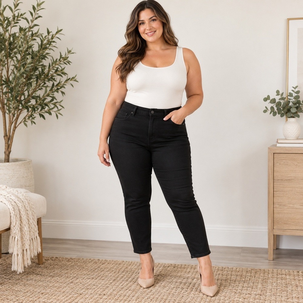 NWT Ava & Viv High Rise Skinny Jeans Black Comfort Waist Size 22